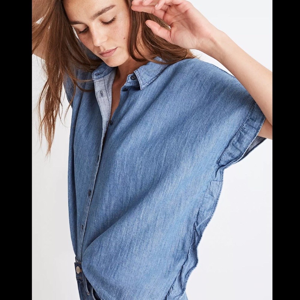 Madewell Indigo Ruffle-Side Shirt